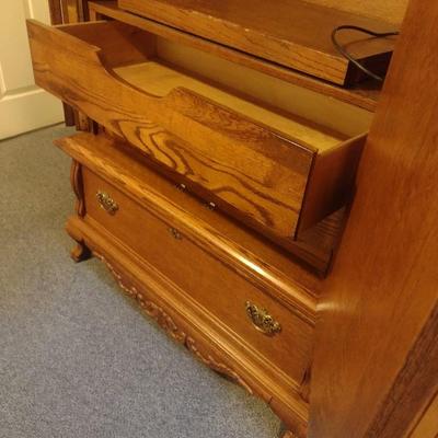 Oak Finish Armoire Media Center Cabinet