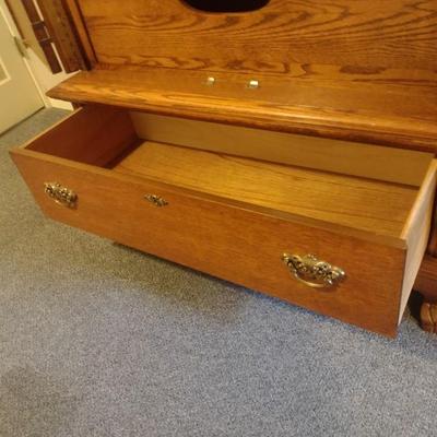 Oak Finish Armoire Media Center Cabinet