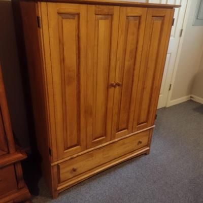 Wood Finish Double Door Media Cabinet