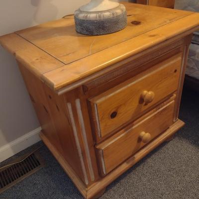 Pair of Matching Pine Wood Double Drawer Bedside Dressers