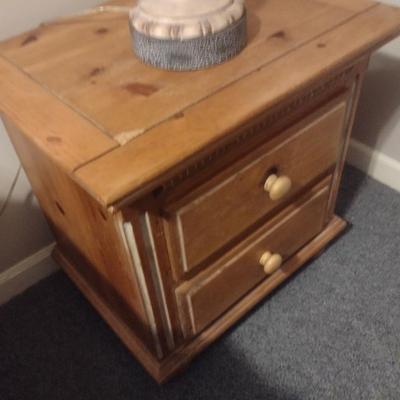 Pair of Matching Pine Wood Double Drawer Bedside Dressers