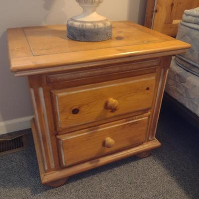 Pair of Matching Pine Wood Double Drawer Bedside Dressers