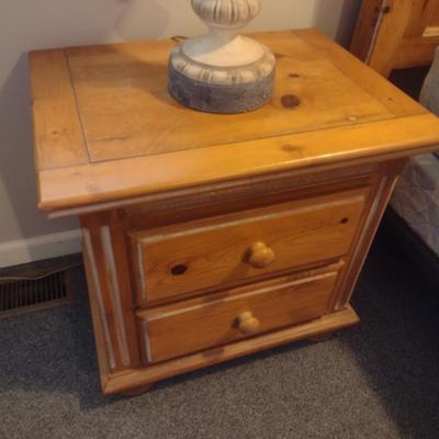 Pair of Matching Pine Wood Double Drawer Bedside Dressers