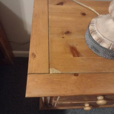 Pair of Matching Pine Wood Double Drawer Bedside Dressers