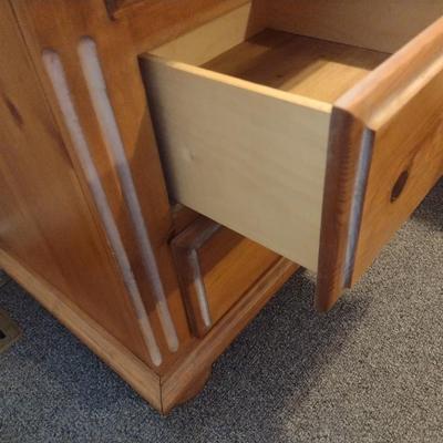 Pair of Matching Pine Wood Double Drawer Bedside Dressers