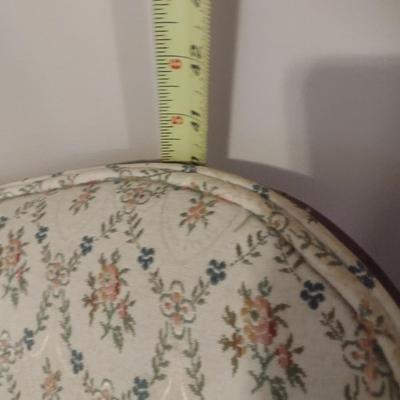 Vintage Wingback Chair with Carved Wood Arms and Legs and Button Tufted Accent