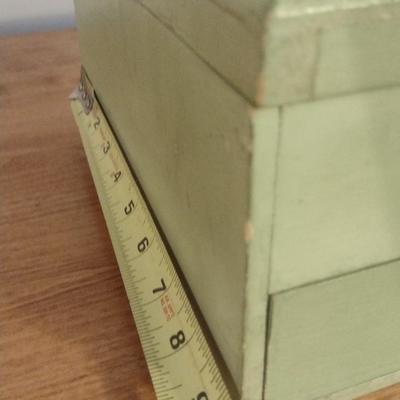 Vintage Wood Jewelry Trinket Box with Painted Lid