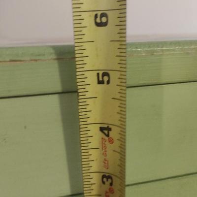 Vintage Wood Jewelry Trinket Box with Painted Lid