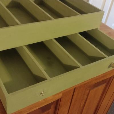 Vintage Wood Jewelry Trinket Box with Painted Lid