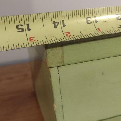 Vintage Wood Jewelry Trinket Box with Painted Lid