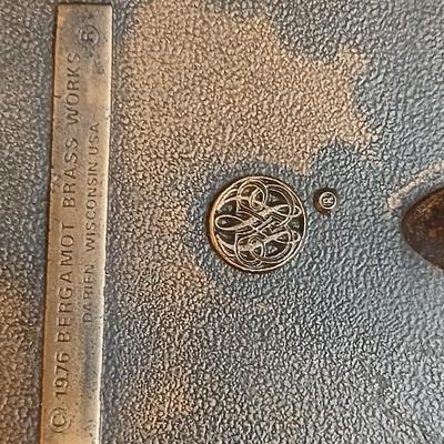 Brass belt buckles - 1976 Bergamot Brass Works "Plow Horse" or "Farmer" belt buckle & a AGLAND of the Rockies buckle