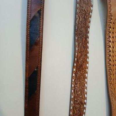 Collection of 4 brown leather belts