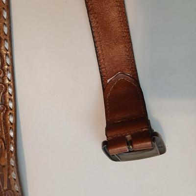 Collection of 4 brown leather belts