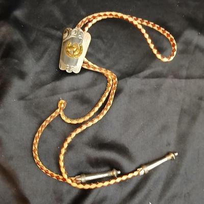 Mexico Alpaca silver toned and abalone inlaid belt buckle featuring a horse head design with a bolo tie clip featuring a horse