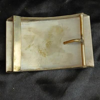 Mexico Alpaca silver toned and abalone inlaid belt buckle featuring a horse head design with a bolo tie clip featuring a horse