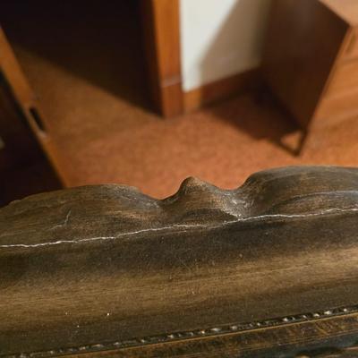 HUGE 52" X 42" ornate gold toned baroque-style framed wall mirror