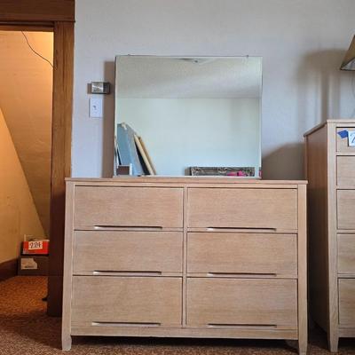 Mid-Century Modern style Ward six drawer dresser with mirror