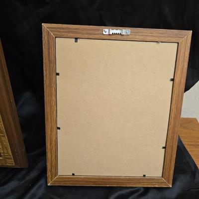 Two framed wall art pieces dog themed =vintage framed print titled "Comrades" by C. Mitchel & A little girl in time out...