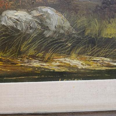 Original framed oil painting on canvas of a forest landscape