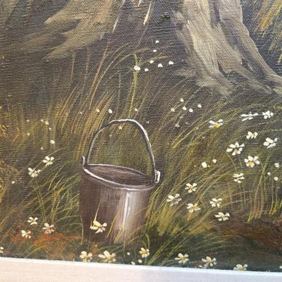 Original framed oil painting on canvas of a forest landscape