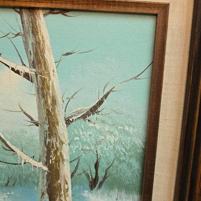 original framed oil painting on canvas of a winter landscape signed ZLIZA