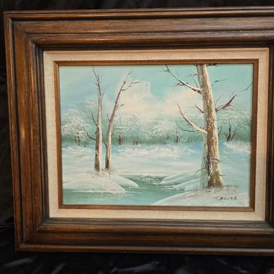 original framed oil painting on canvas of a winter landscape signed ZLIZA