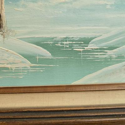 original framed oil painting on canvas of a winter landscape signed ZLIZA