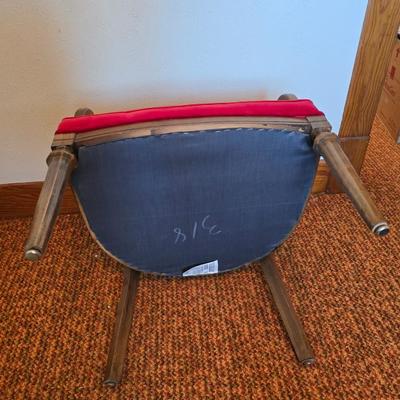 A Mid Century Modern Bentwood Walnut Tub Chair with Caning Sides & Crushed Red Velvet Upholstery