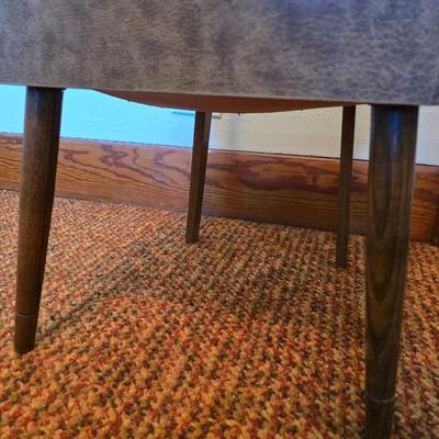 Mid-Century Modern Sculpted Walnut Butler Suit Valet Bench Seat with a set of American Tourister Escort hard shell suitcases