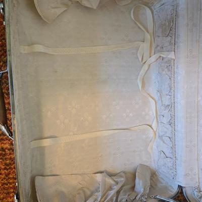 Mid-Century Modern Sculpted Walnut Butler Suit Valet Bench Seat with a set of American Tourister Escort hard shell suitcases