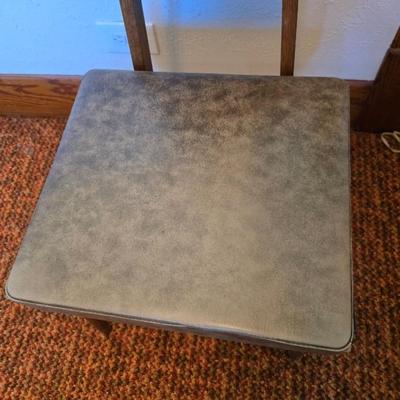 Mid-Century Modern Sculpted Walnut Butler Suit Valet Bench Seat with a set of American Tourister Escort hard shell suitcases