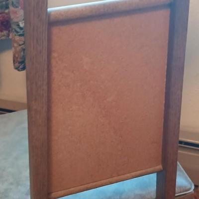 Mid-Century Modern Sculpted Walnut Butler Suit Valet Bench Seat with a set of American Tourister Escort hard shell suitcases