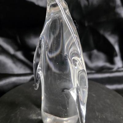 Vintage Clear Glass Penguin Figurine - Elegant Crystal Sculpture