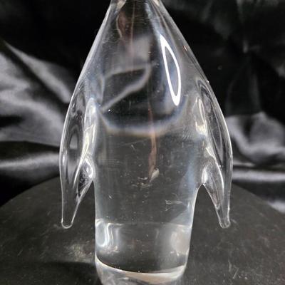 Vintage Clear Glass Penguin Figurine - Elegant Crystal Sculpture