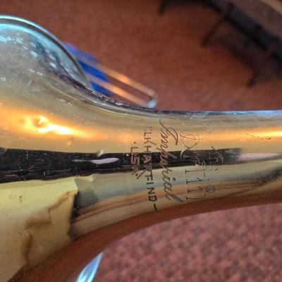 Vintage Martin Imperial trombone, manufactured in Elkhart, Indiana, USA. manufactured in 1960 with Olds 10 mouthpiece with music stand