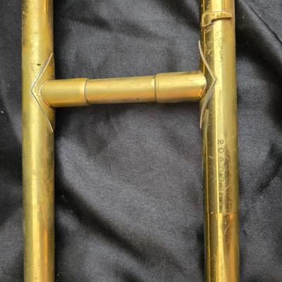 Vintage Martin Imperial trombone, manufactured in Elkhart, Indiana, USA. manufactured in 1960 with Olds 10 mouthpiece with music stand