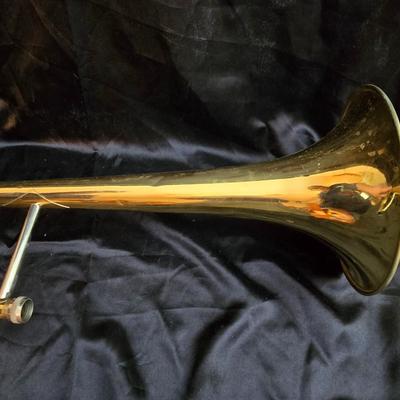 Vintage Martin Imperial trombone, manufactured in Elkhart, Indiana, USA. manufactured in 1960 with Olds 10 mouthpiece with music stand