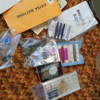 Vintage & newer Button collection in tin can - Needles- some and more