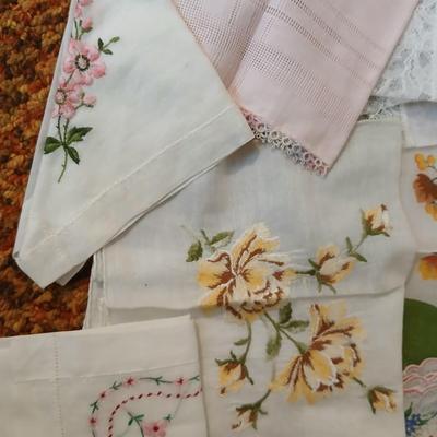 Women's clothing items, some New with tags and vintage Embroidered ladies handkerchiefs