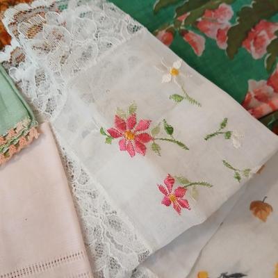 Women's clothing items, some New with tags and vintage Embroidered ladies handkerchiefs