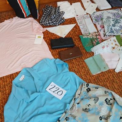 Women's clothing items, some New with tags and vintage Embroidered ladies handkerchiefs