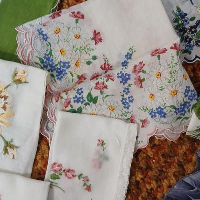 Women's clothing items, some New with tags and vintage Embroidered ladies handkerchiefs