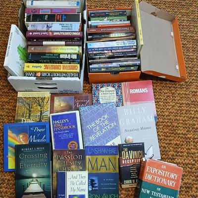3 small boxes of books - Hardback & softback mostly religious themed