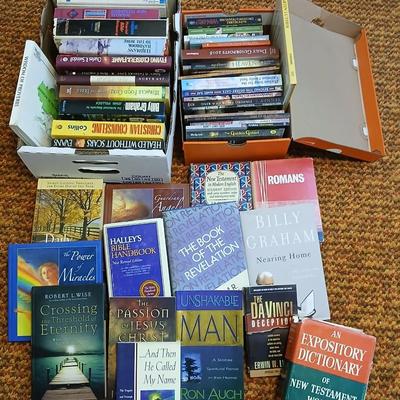 3 small boxes of books - Hardback & softback mostly religious themed