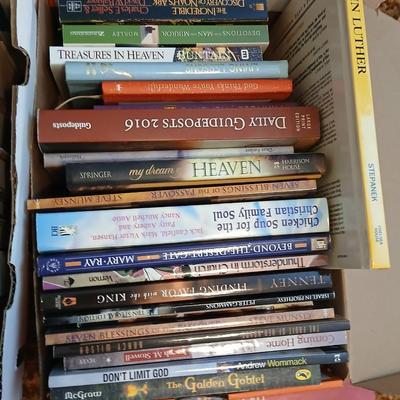 3 small boxes of books - Hardback & softback mostly religious themed