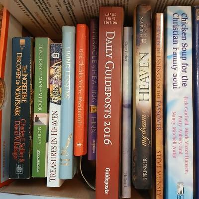 3 small boxes of books - Hardback & softback mostly religious themed