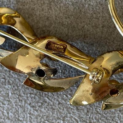 Beau Sterling brooch and orange stone brooch