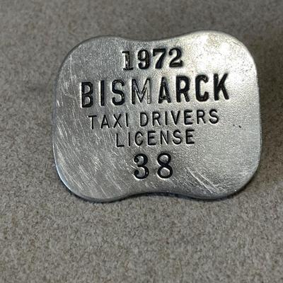 1972 Bismarck Taxi Drivers license pin