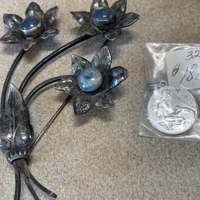 Sterling brooch and pendant