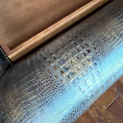 Sale Photo Thumbnail #243: Square Coffee Table with Removable Serving Tray.  Faux Alligator Hide Finish
42" Square X 20" Tall (matches listed sofa)